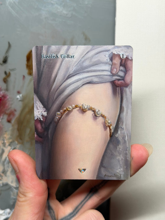 Original oil painting | Basilisk Collar: custom design, golden garter