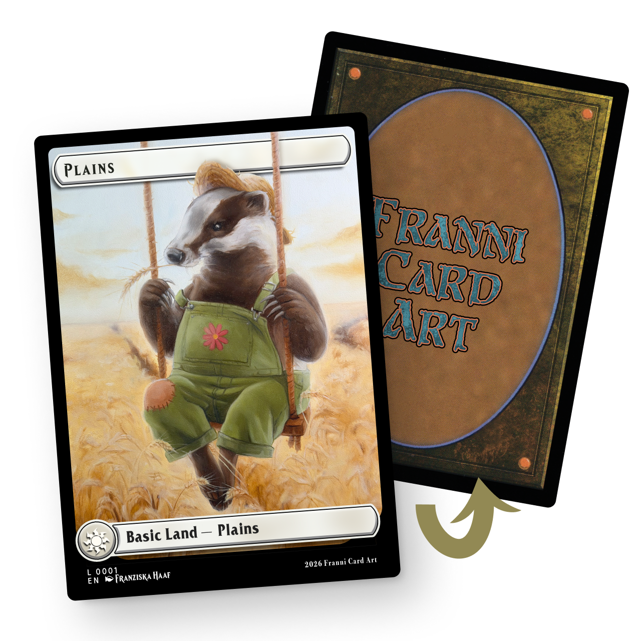 Playtest card | Basic Land "Plains" - badger on a swing