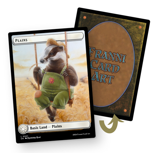 Playtest card | Basic Land "Plains" - badger on a swing