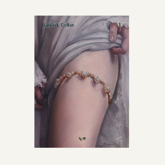 Original oil painting | Basilisk Collar: custom design, golden garter
