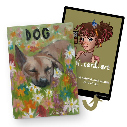 Token card | Dog (sleeping in flowers)