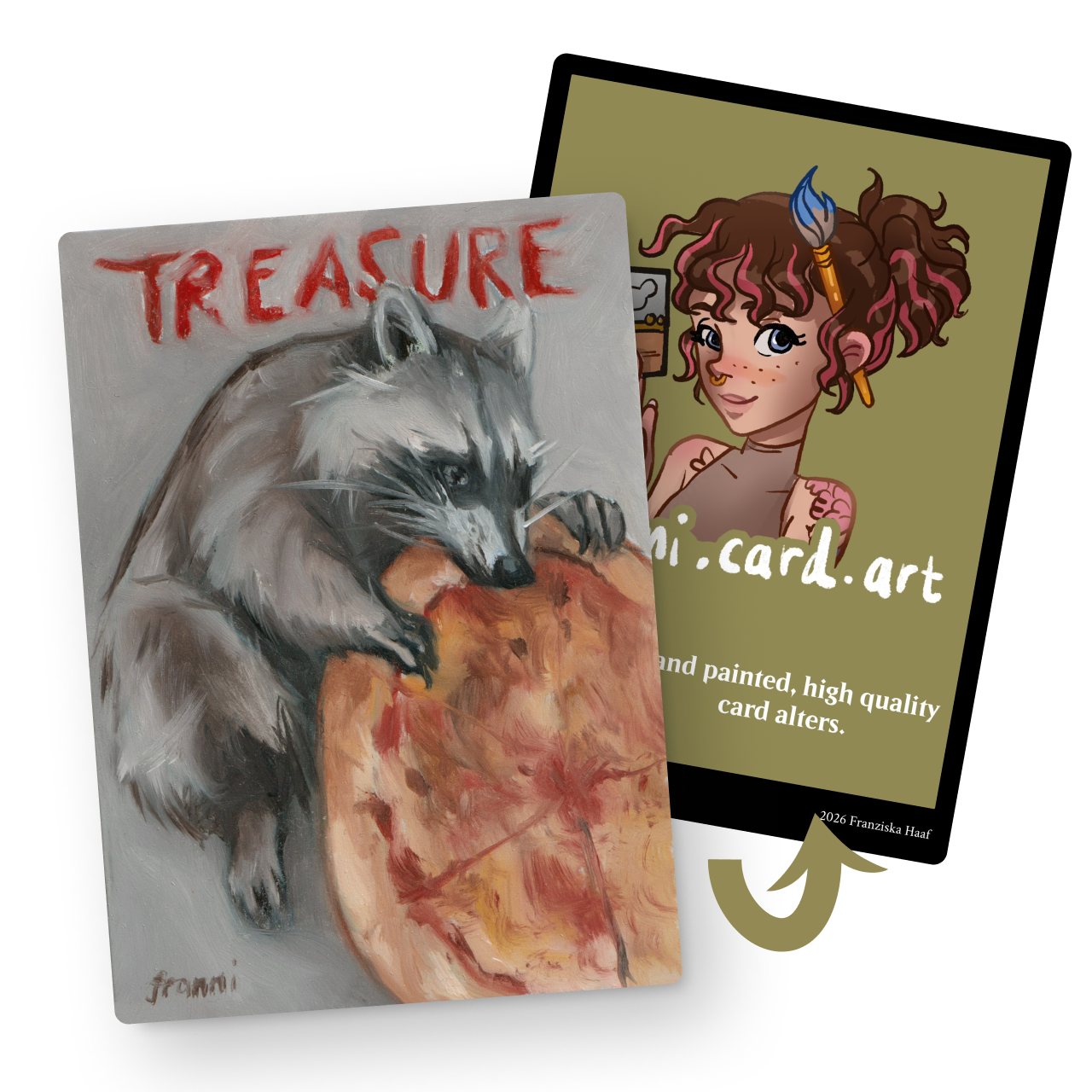 Token card | Treasure (racoon eating pizza)